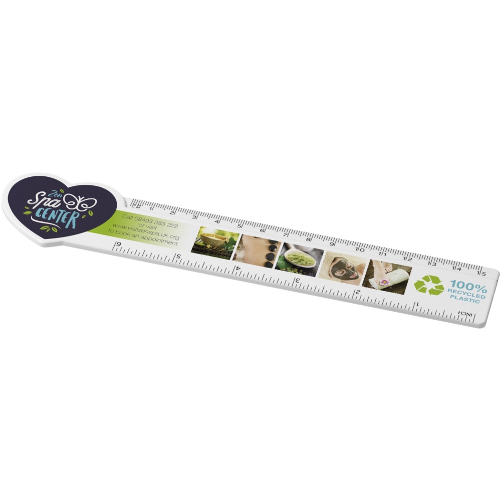 Logotrade promotional giveaway image of: Tait 15 cm heart-shaped recycled plastic ruler