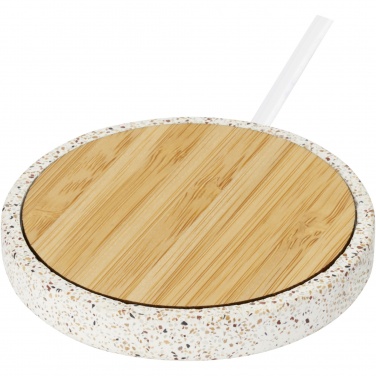 Logo trade promotional giveaways picture of: Terrazzo 10W wireless bamboo charging pad
