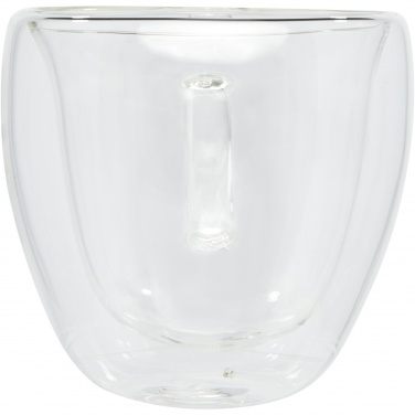 Logotrade promotional gift image of: Manti 2-piece 100 ml double-wall glass cup with bamboo coaster 