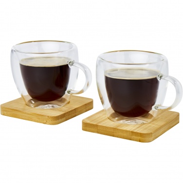 Logotrade promotional gifts photo of: Manti 2-piece 100 ml double-wall glass cup with bamboo coaster 