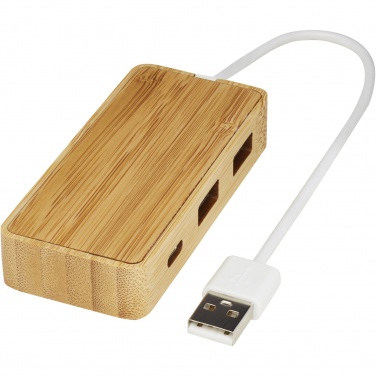Logo trade business gifts image of: Tapas bamboo USB hub
