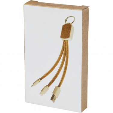 Logo trade promotional merchandise picture of: Bates wheat straw and cork 3-in-1 charging cable