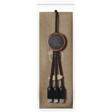 Logo trade advertising products picture of: SCX.design C36 3-in-1 rPET light-up logo extended charging cable with round bamboo casing