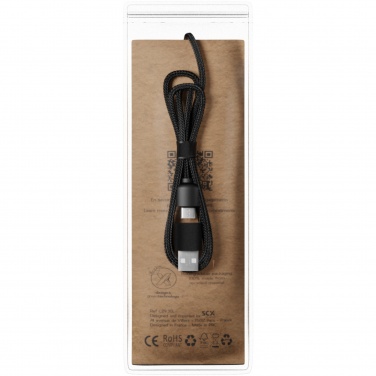 Logo trade promotional products picture of: SCX.design C38 5-in-1 rPET light-up logo charging cable with squared wooden casing