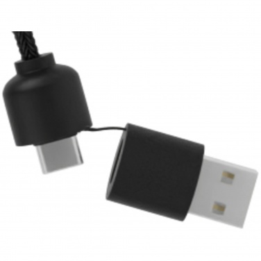 Logotrade promotional item image of: SCX.design C37 5-in-1 rPET light-up logo charging cable with round wooden casing