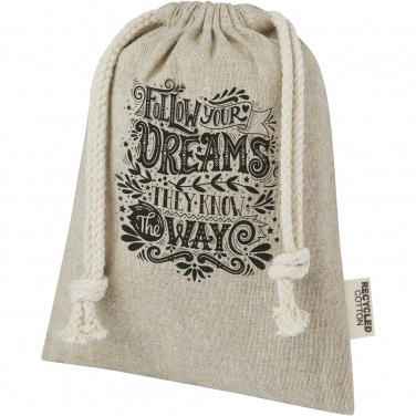 Logotrade promotional item picture of: Pheebs 150 g/m² GRS recycled cotton gift bag small 0.5L