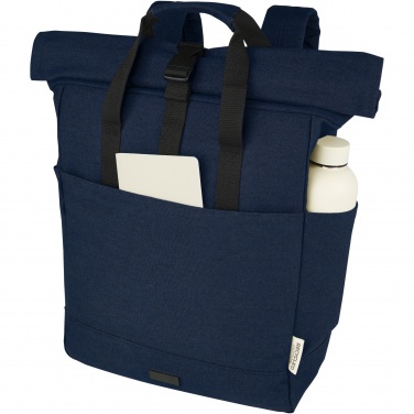 Logo trade business gifts image of: Joey 15” GRS recycled canvas rolltop laptop backpack 15L