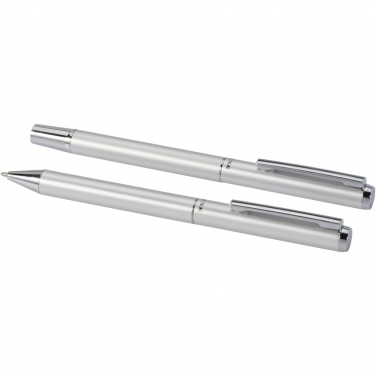Logo trade promotional items picture of: Lucetto recycled aluminium ballpoint and rollerball pen gift set