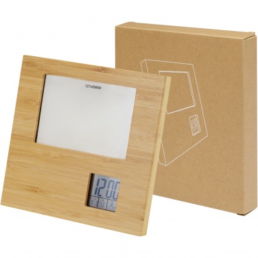 Logo trade promotional items picture of: Sasa bamboo photo frame with thermometer