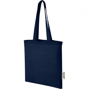 Logo trade promotional giveaways picture of: Madras 140 g/m2 GRS recycled cotton tote bag 7L