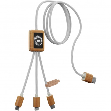 Logotrade business gifts photo of: SCX.design C39 3-in-1 rPET light-up logo charging cable with squared bamboo casing