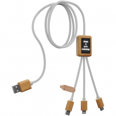 Logo trade advertising products picture of: SCX.design C39 3-in-1 rPET light-up logo charging cable with squared bamboo casing