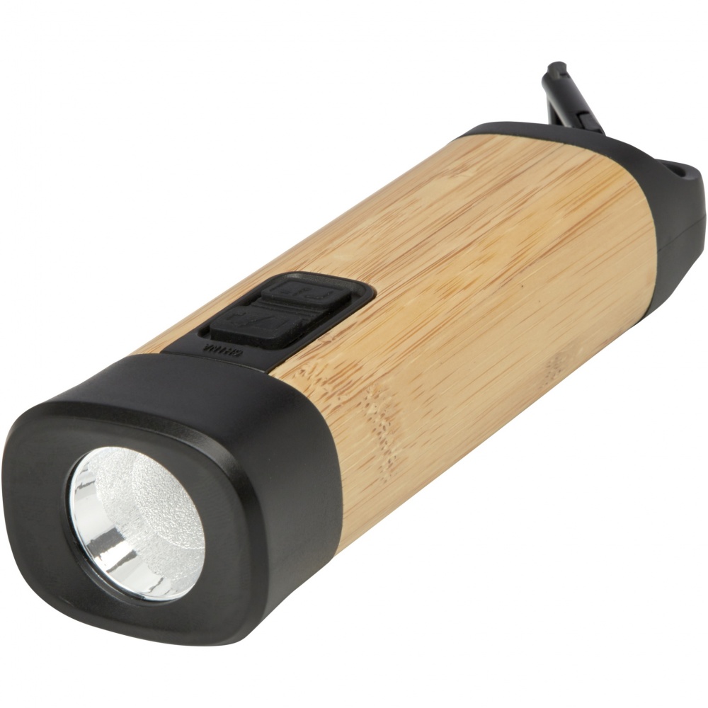 Logo trade promotional items picture of: Kuma bamboo/RCS recycled plastic torch with carabiner
