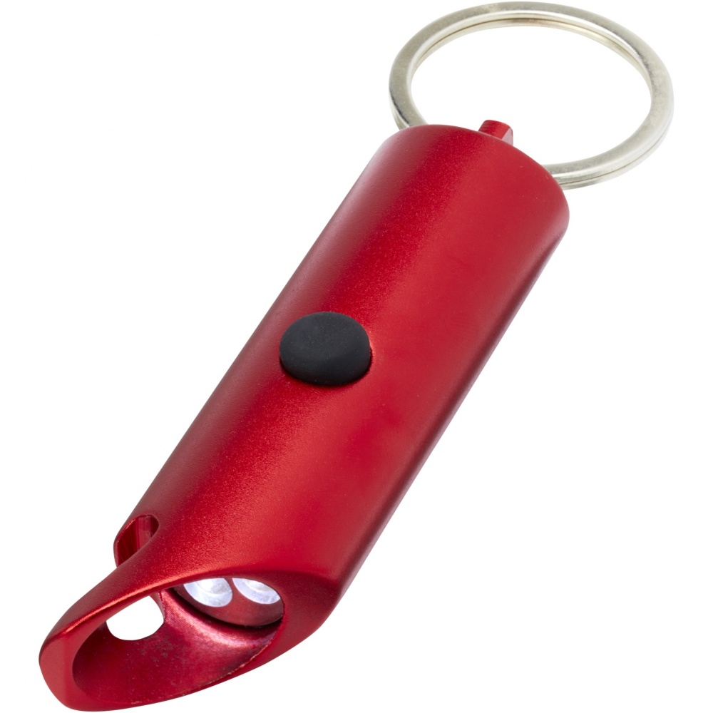 Logo trade promotional giveaway photo of: Flare RCS recycled aluminium IPX LED light and bottle opener with keychain