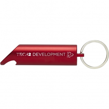 Logo trade business gifts image of: Flare RCS recycled aluminium IPX LED light and bottle opener with keychain
