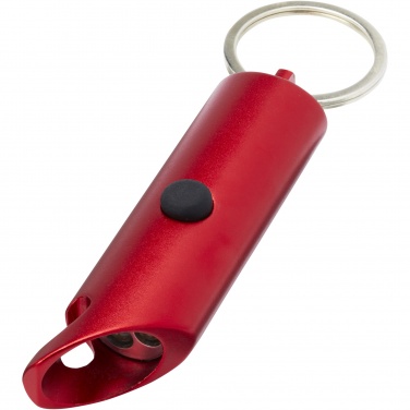 Logo trade promotional items image of: Flare RCS recycled aluminium IPX LED light and bottle opener with keychain