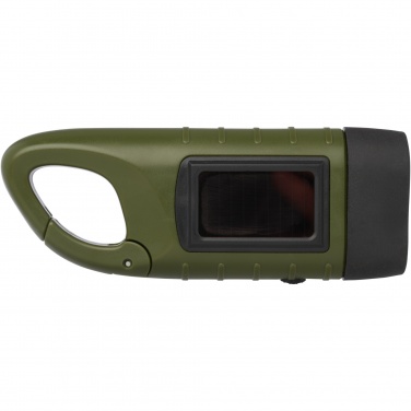 Logo trade promotional giveaways picture of: Helios recycled plastic solar dynamo flashlight with carabiner