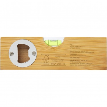 Logo trade advertising products picture of: Flush bamboo spirit level with bottle opener