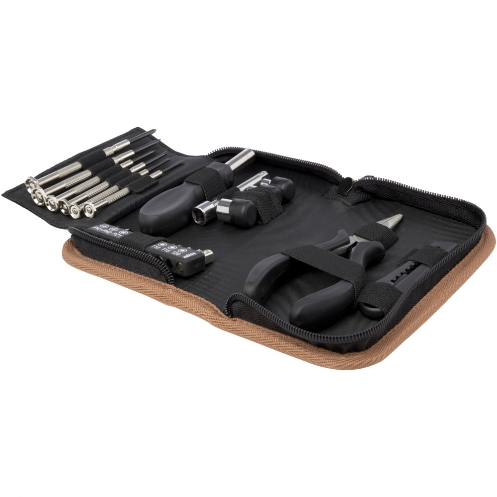 Logotrade promotional item image of: Spike 24-piece RCS recycled plastic tool set with cork pouch