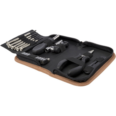 Logotrade promotional item image of: Spike 24-piece RCS recycled plastic tool set with cork pouch