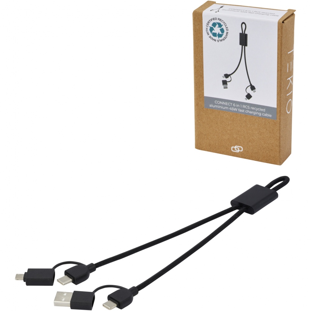 Logotrade promotional item picture of: Connect 6-in-1 RCS recycled aluminium 45W quick charge & data transfer cable