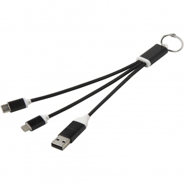 Logotrade promotional product image of: Metal 4-in-1 recycled aluminium charging cable with keychain