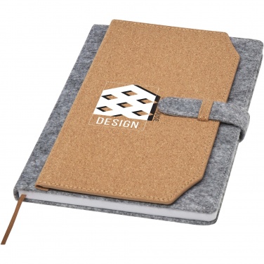 Logo trade advertising product photo of: Viviana A5 recycled felt and cork notebook