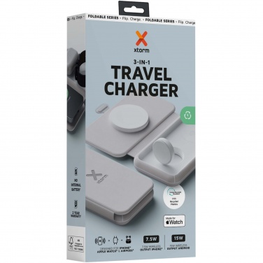 Logo trade corporate gifts image of: Xtorm XWF31 15W foldable 3-in-1 wireless travel charger