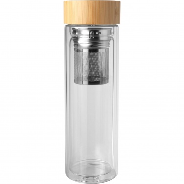 Logotrade promotional product picture of: Bailey 400 ml borsilicate glass infuser bottle with bamboo lid