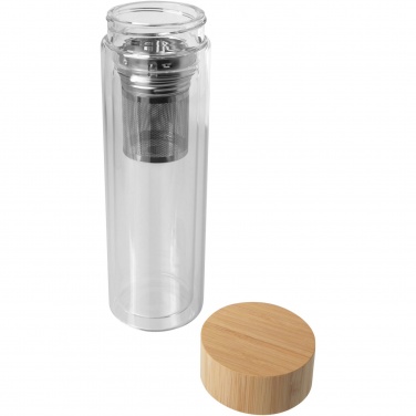 Logo trade business gift photo of: Bailey 400 ml borsilicate glass infuser bottle with bamboo lid