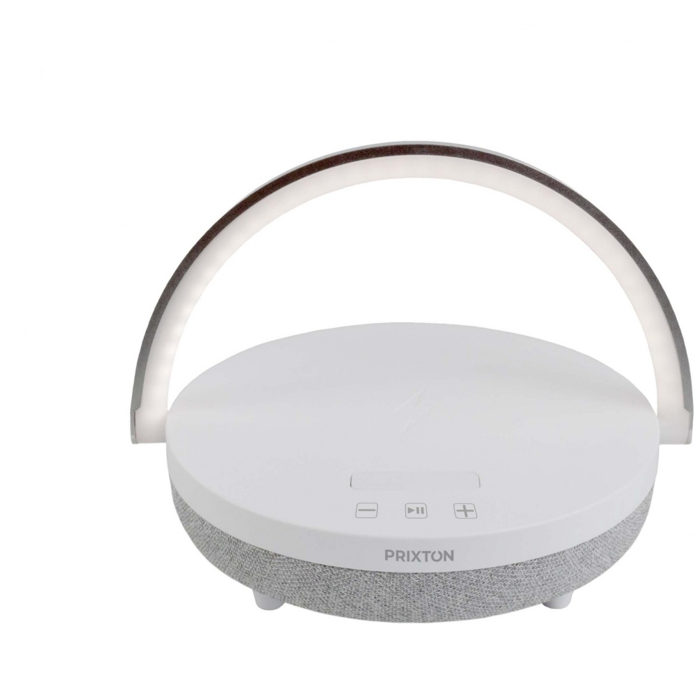 Logo trade promotional merchandise photo of: Prixton 4-in-1 10W Bluetooth® speaker with LED light and wireless charging base