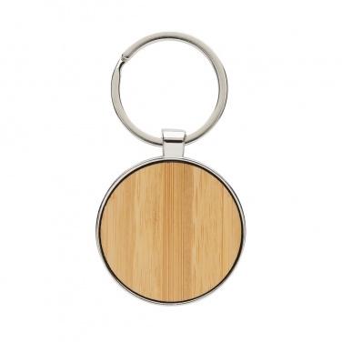 Logotrade advertising product picture of: RCS recycled zinc alloy round keychain with bamboo
