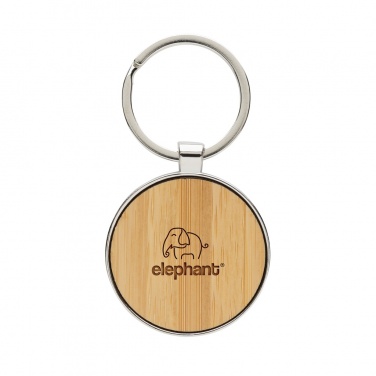 Logo trade promotional gifts image of: RCS recycled zinc alloy round keychain with bamboo