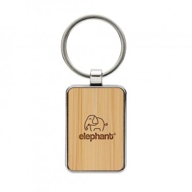 Logo trade promotional item photo of: RCS recycled zinc alloy rectangle keychain with bamboo