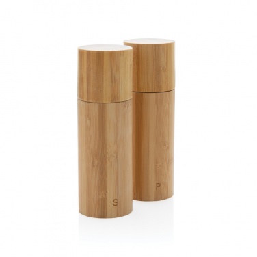 Logo trade corporate gifts image of: Ukiyo bamboo salt and pepper mill set