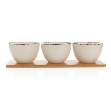 Logo trade promotional products image of: Ukiyo 3pc serving bowl set with bamboo tray