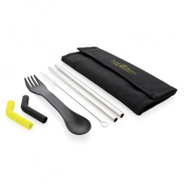 Logotrade promotional giveaway picture of: Tierra 2pcs straw and cutlery set in pouch