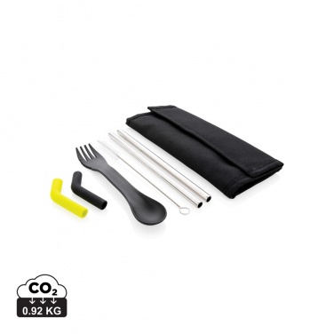 Logotrade promotional gift image of: Tierra 2pcs straw and cutlery set in pouch