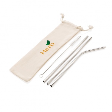 Logo trade promotional item photo of: Reusable stainless steel 3 pcs straw set