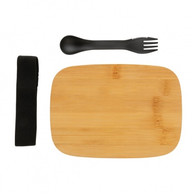 Logotrade promotional giveaway image of: Stainless steel lunchbox with bamboo lid and spork