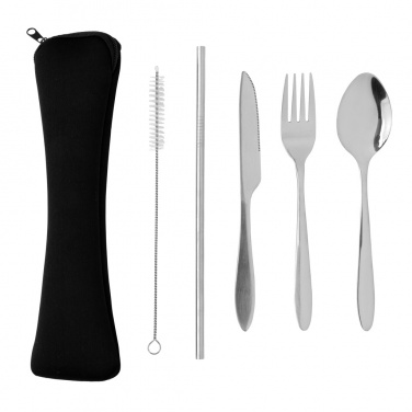 Logo trade promotional merchandise picture of: 4 PCS stainless steel re-usable cutlery set