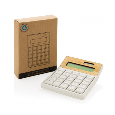 Logo trade advertising products image of: Utah RCS recycled plastic and  bamboo calculator