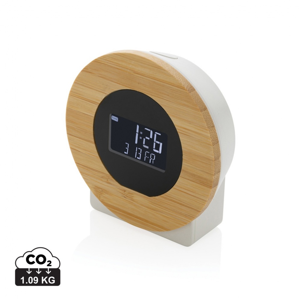 Logotrade advertising product image of: Utah RCS rplastic and bamboo LCD desk clock