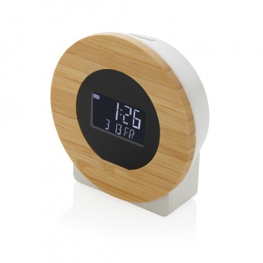 Logotrade promotional product image of: Utah RCS rplastic and bamboo LCD desk clock