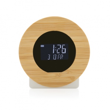 Logo trade promotional merchandise picture of: Utah RCS rplastic and bamboo LCD desk clock
