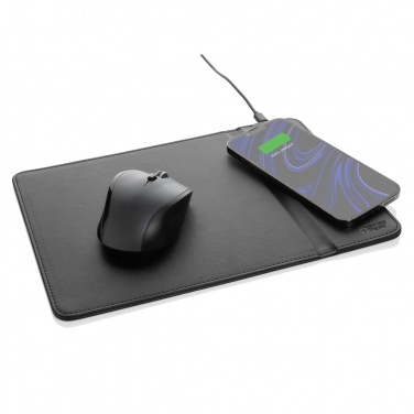 Logo trade promotional products picture of: Swiss Peak RCS recycled PU 10W wireless charging mousepad