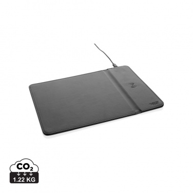 Logo trade corporate gifts image of: Swiss Peak RCS recycled PU 10W wireless charging mousepad