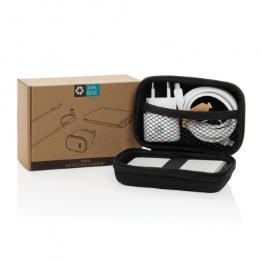 Logo trade promotional product photo of: Surge RCS recyled PET 20W type C 3 pcs charging set