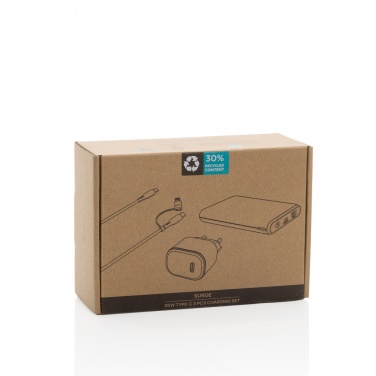 Logotrade corporate gift picture of: Surge RCS recyled PET 20W type C 3 pcs charging set