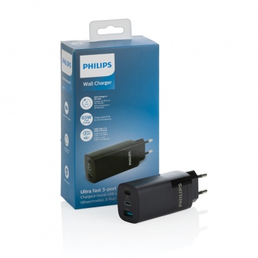 Logotrade promotional products photo of: Philips 65W ultra fast PD 3-port USB wall charger